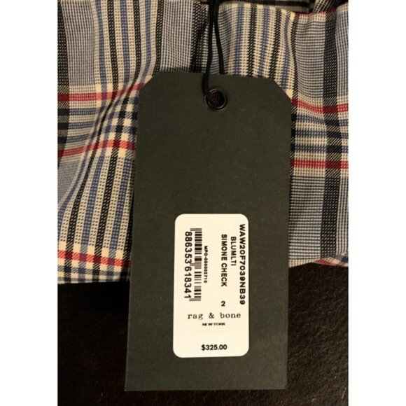 RAG & BONE Simone Checked Skinny Blue Multi Pants - Size 2 - NEW WITH TAG - Picture 6 of 12